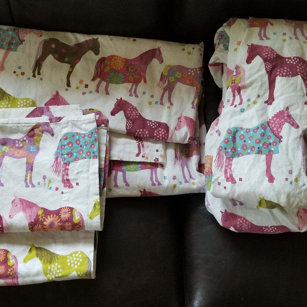 Garnet Hill Queen Flannel Sheet Set
